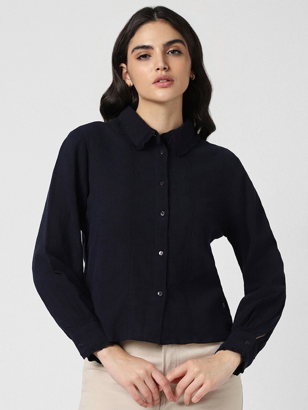 

Van Heusen Woman Pure Cotton Casual Shirt, Navy blue