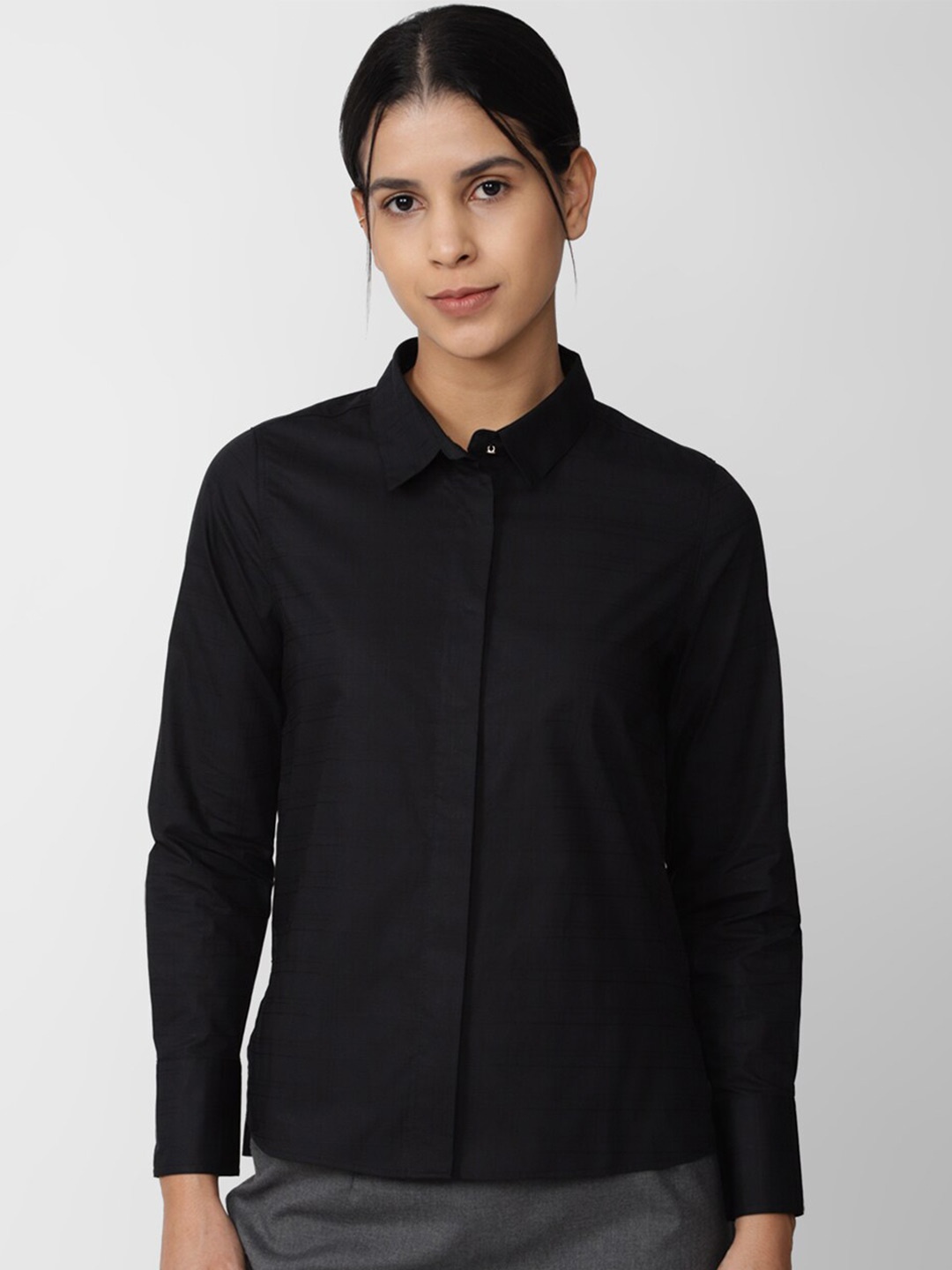 

Van Heusen Woman Spread Collar Pure Cotton Formal Shirt, Black