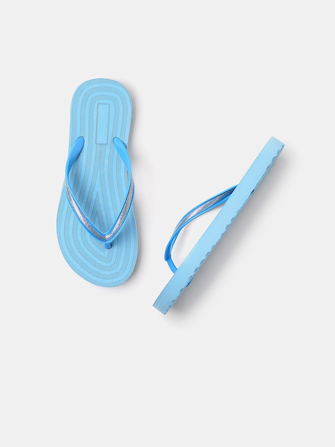 

R&B Women Striped Thong Flip-Flops, Blue