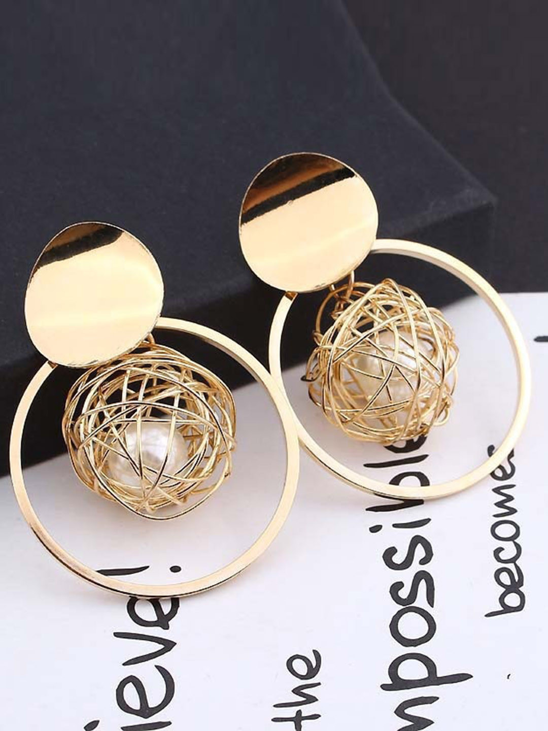 

MYKI Gold-Plated Contemporary Drop Earrings