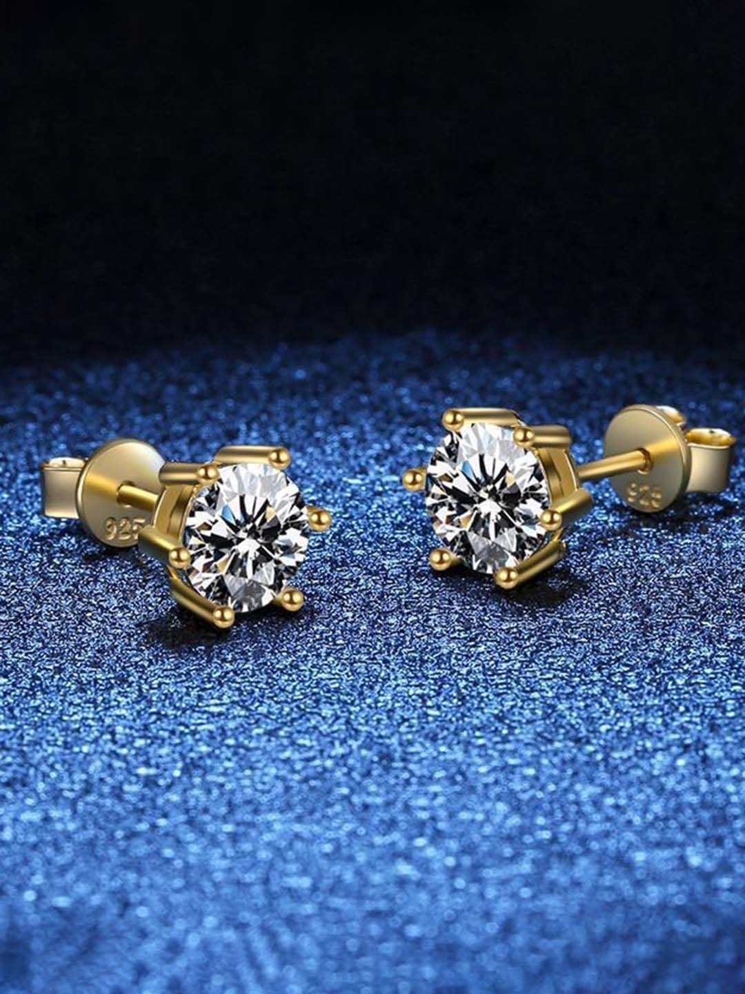 

MYKI Gold-Plated Stainless Steel Cubic Zirconia-Studded Studs Earrings