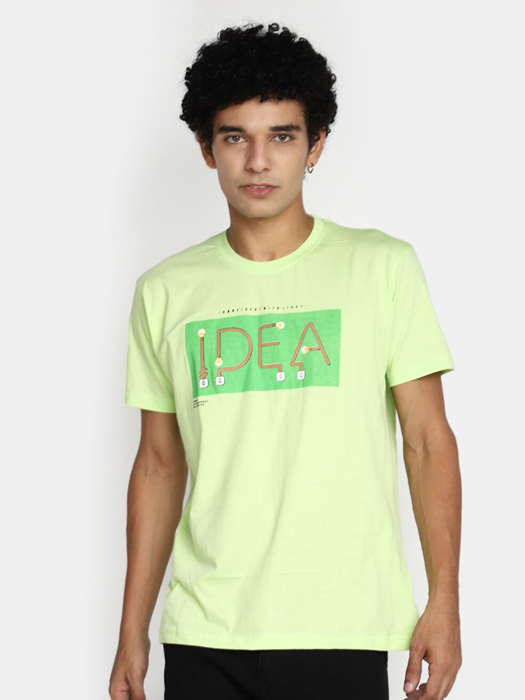 

V-Mart Typography Printed Short Sleeves Cotton T-shirt, Green
