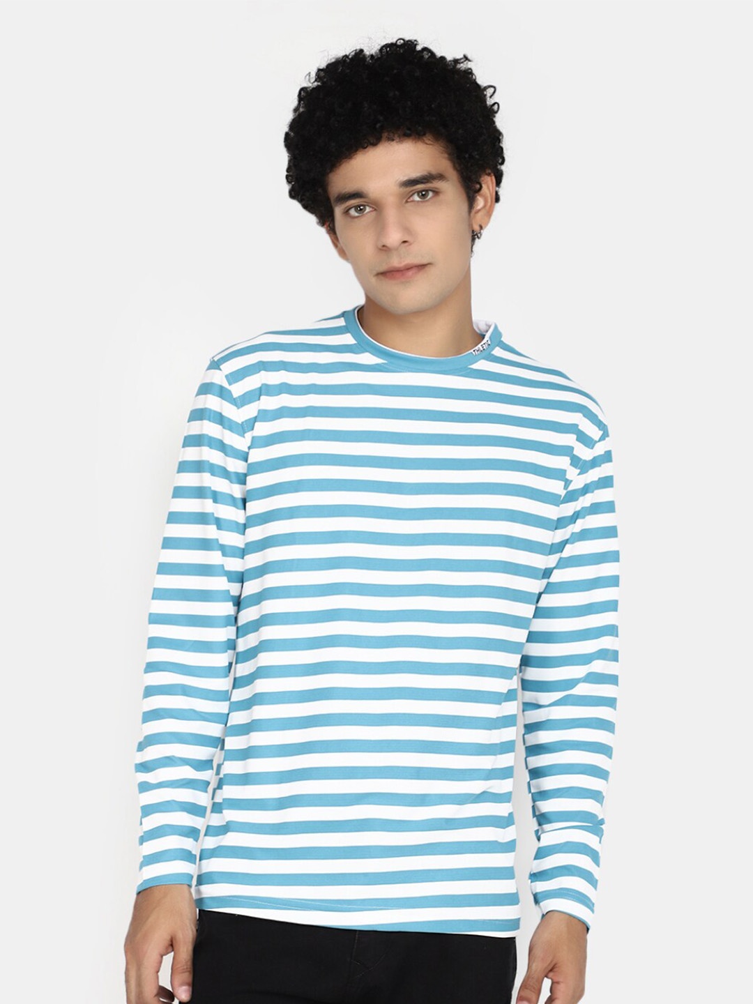 

V-Mart Striped Round Neck Casual T-Shirt, Blue
