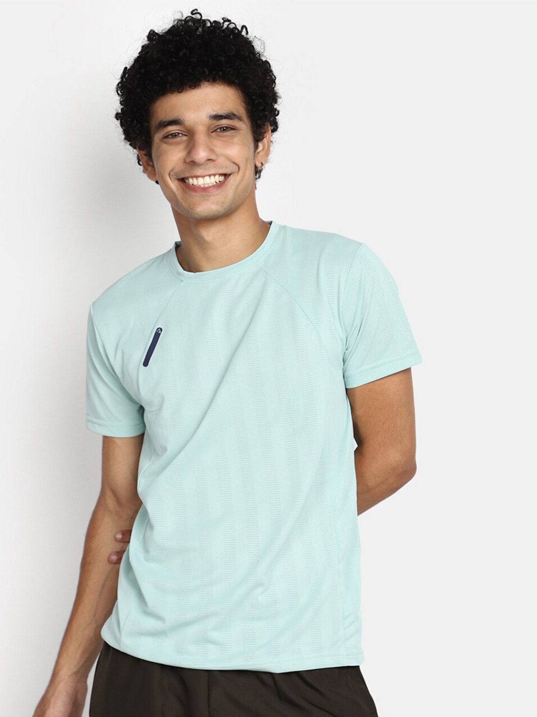 

V-Mart Self Design Slim Fit T-shirt, Green
