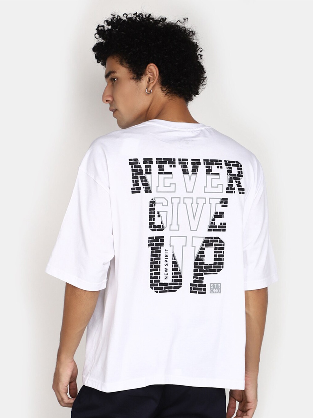 

V-Mart Typography Printed Drop Shoulder Sleeves T-shirt, White