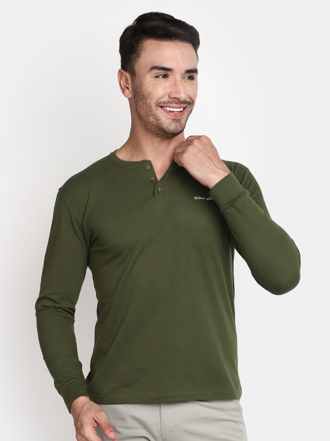 

V-Mart Round Neck Cotton T-Shirt, Green