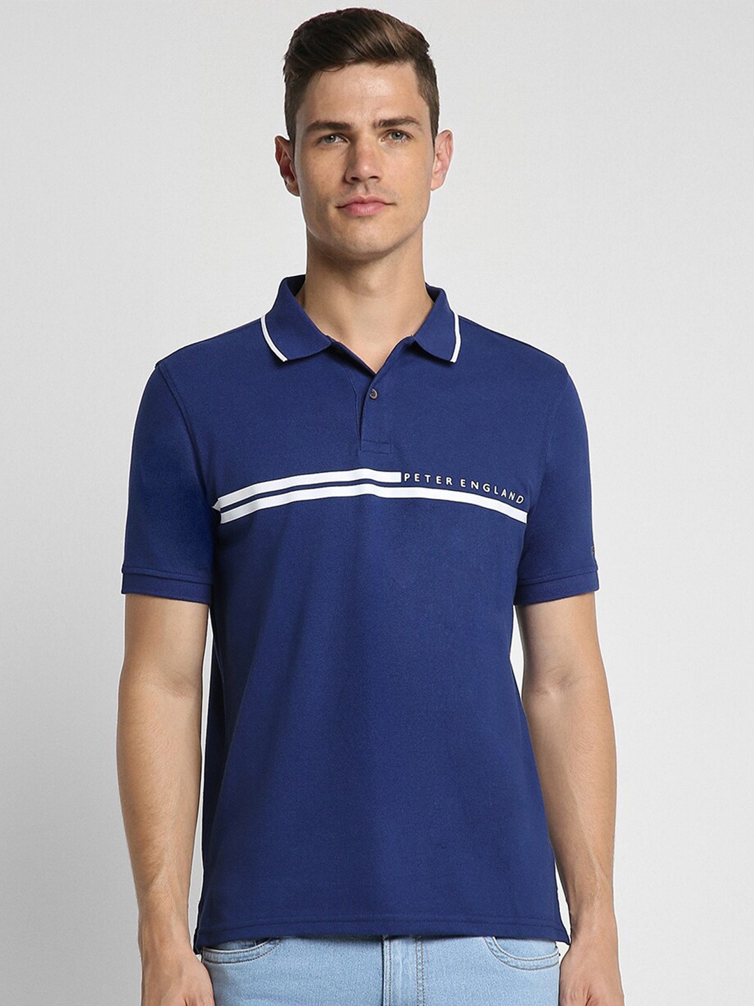 

Peter England Casuals Polo Collar T-shirt, Blue