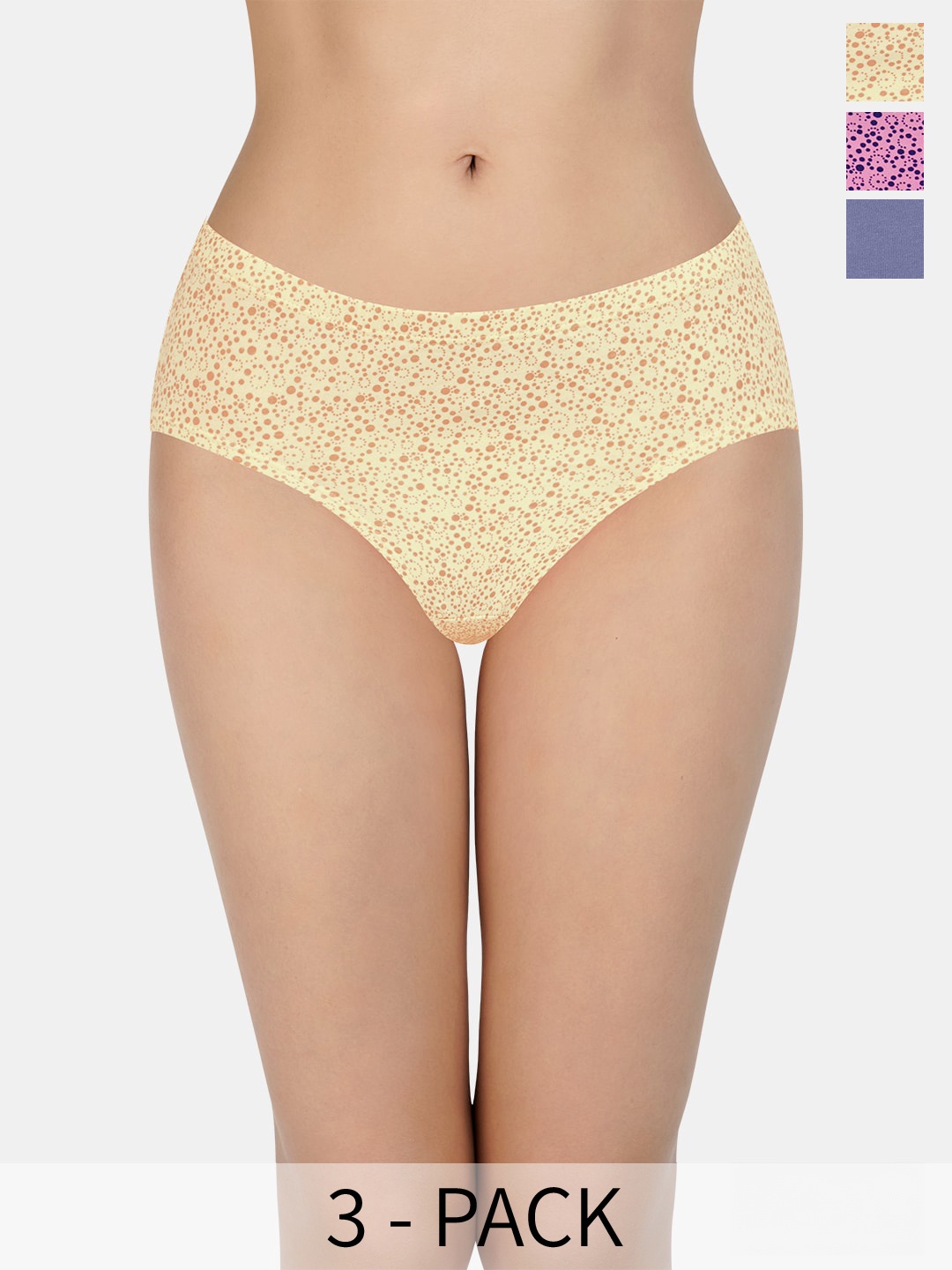 

every de by amante Pack of 3 Pure Cotton Mid Rise Hipster Briefs, Pink