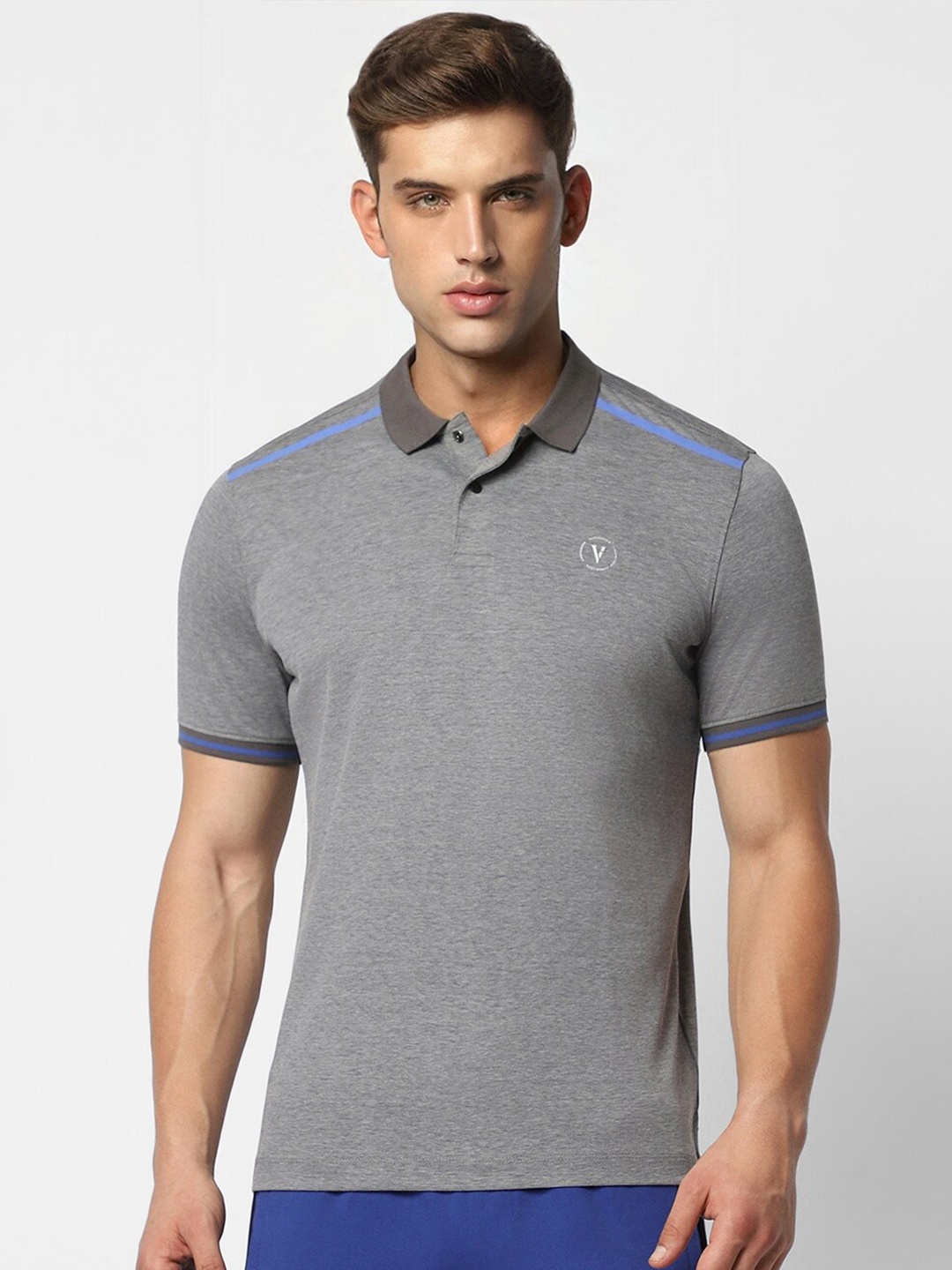 

Van Heusen Textured Polo Collar Sports T-shirt, Grey