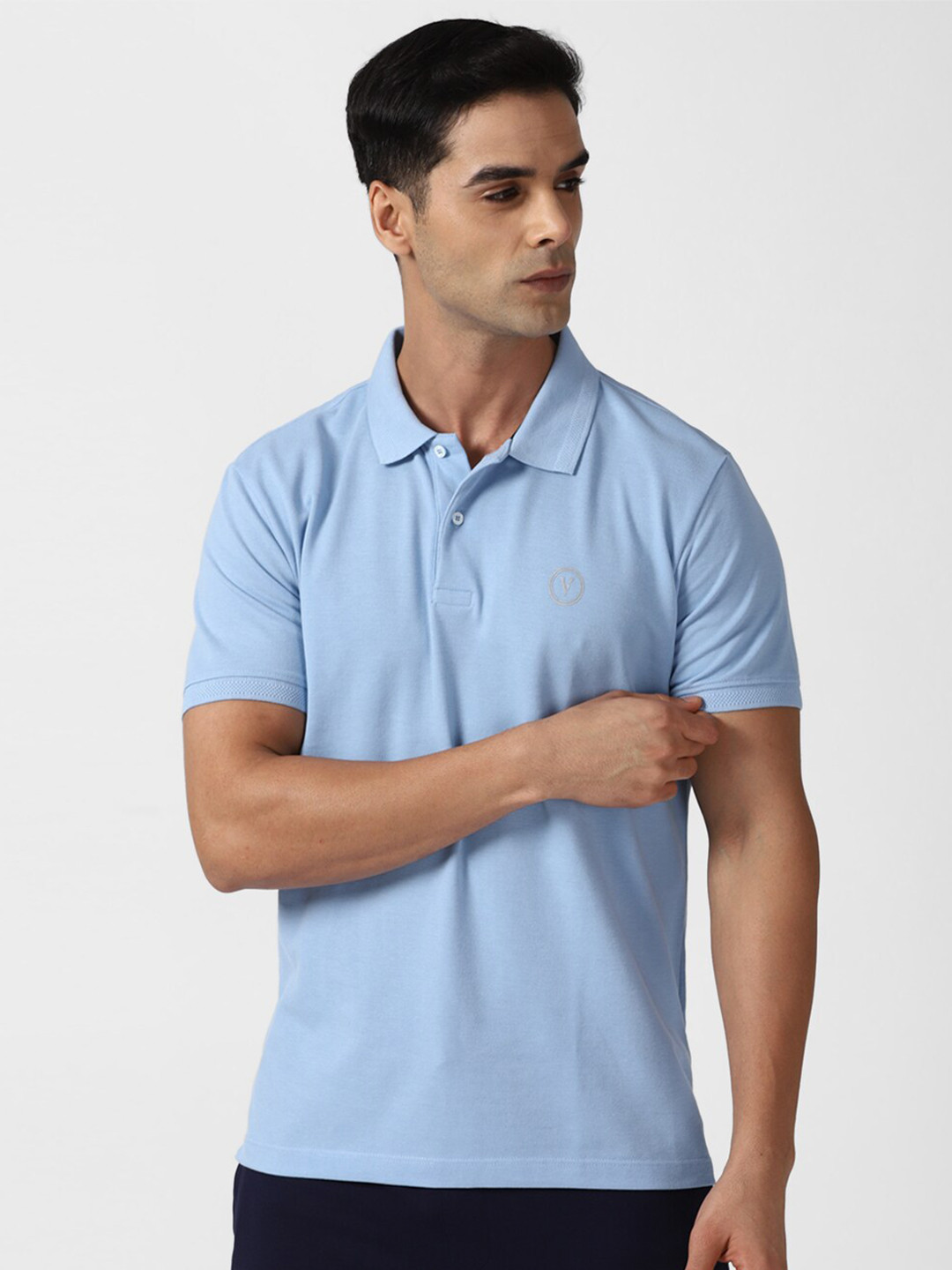 

Van Heusen Flex Solid Short Sleeved Polo Collar T-shirt, Blue