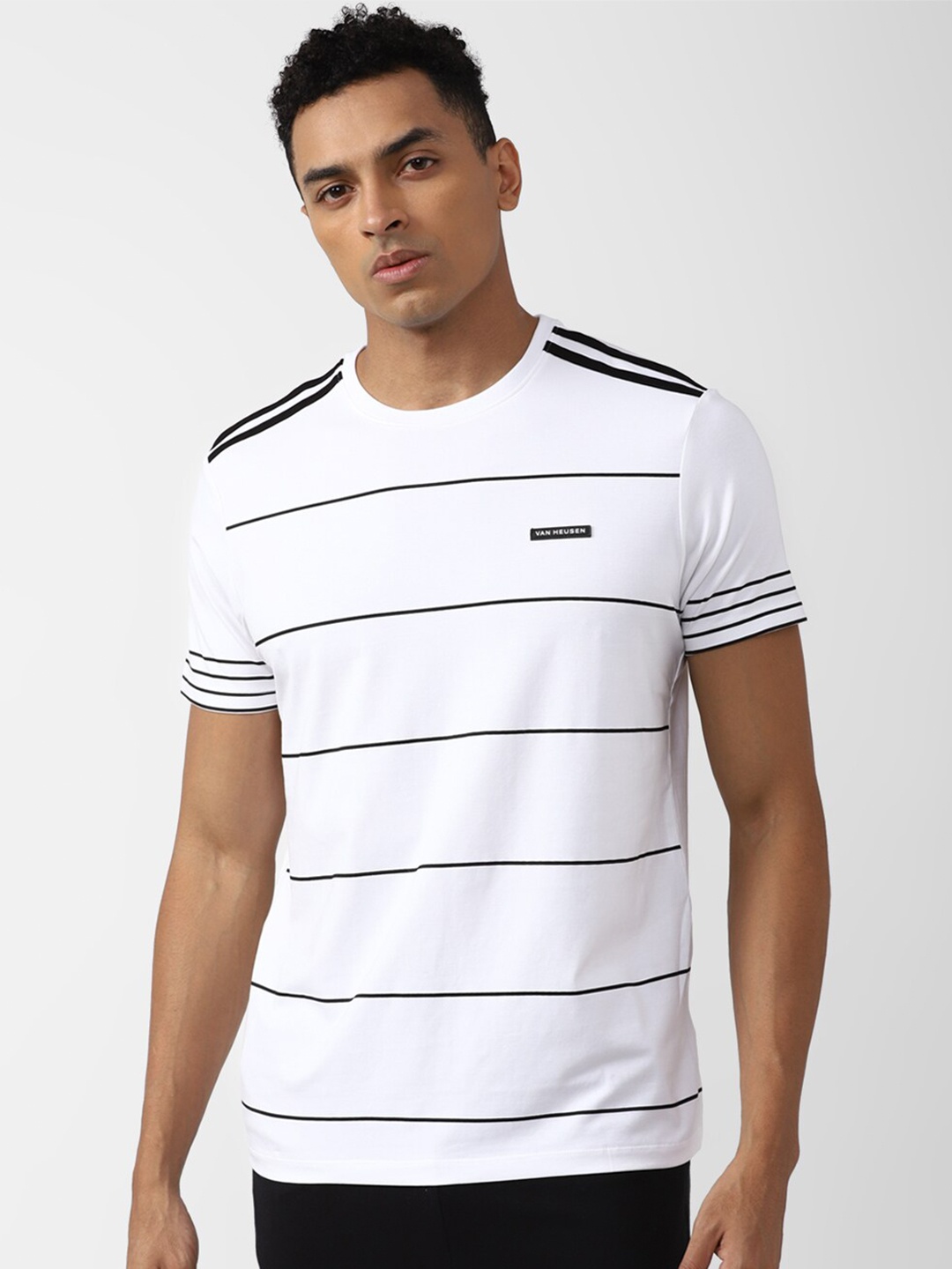 

Van Heusen Flex Striped Slim Fit Round Neck T-shirt, White