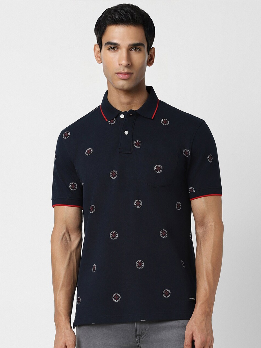 

Van Heusen Sport Conversational Printed Polo Collar T-shirt, Navy blue