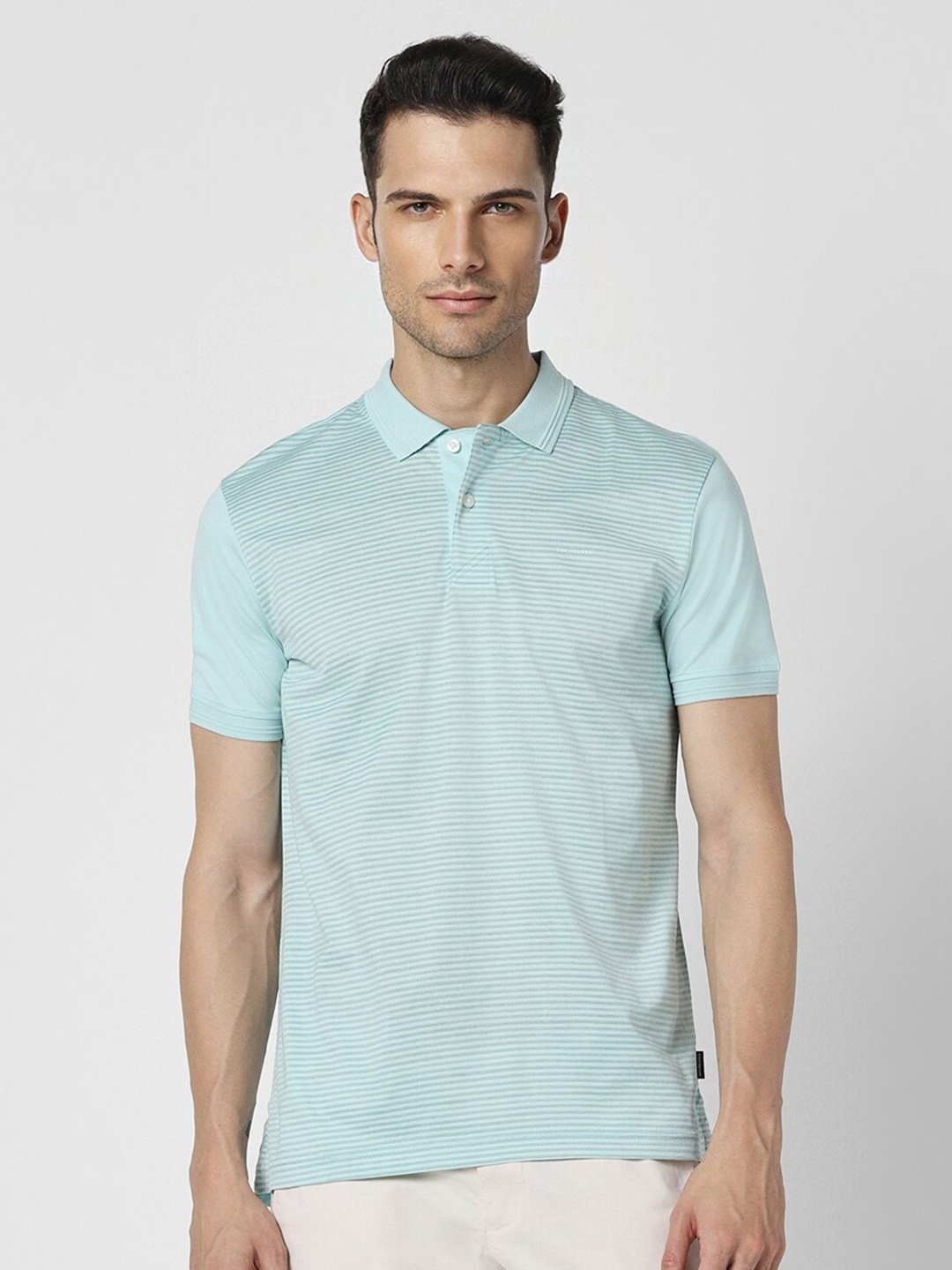 

Van Heusen Sport Striped Polo Collar Cotton T-shirt, Blue