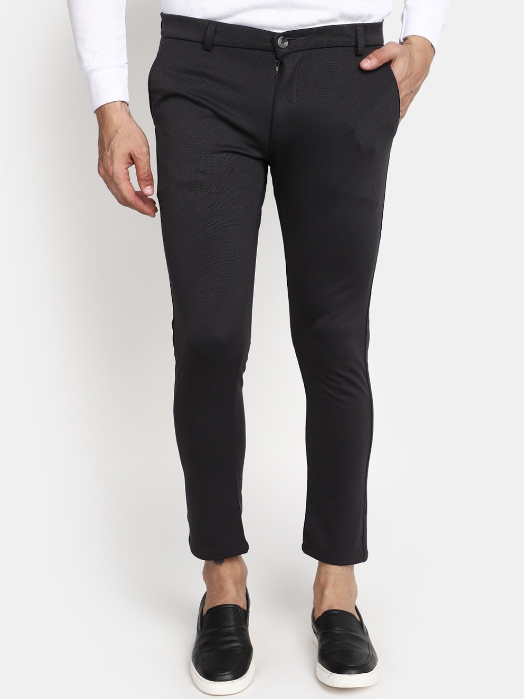 

V-Mart Men Mid Rise Cotton Chinos Trousers, Grey
