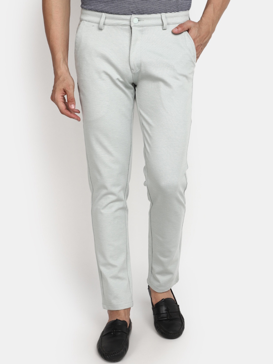 

V-Mart Men Slim Fit Smart Chinos Trousers, Green