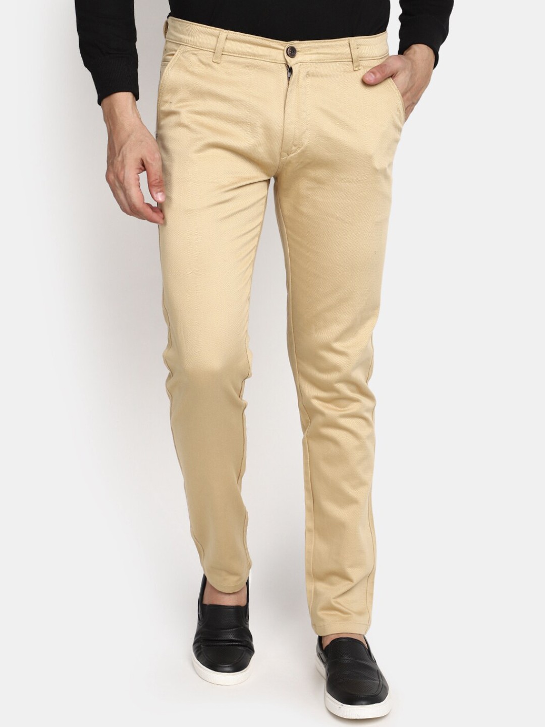 

V-Mart Men Slim Fit Smart Chinos Trousers, Beige