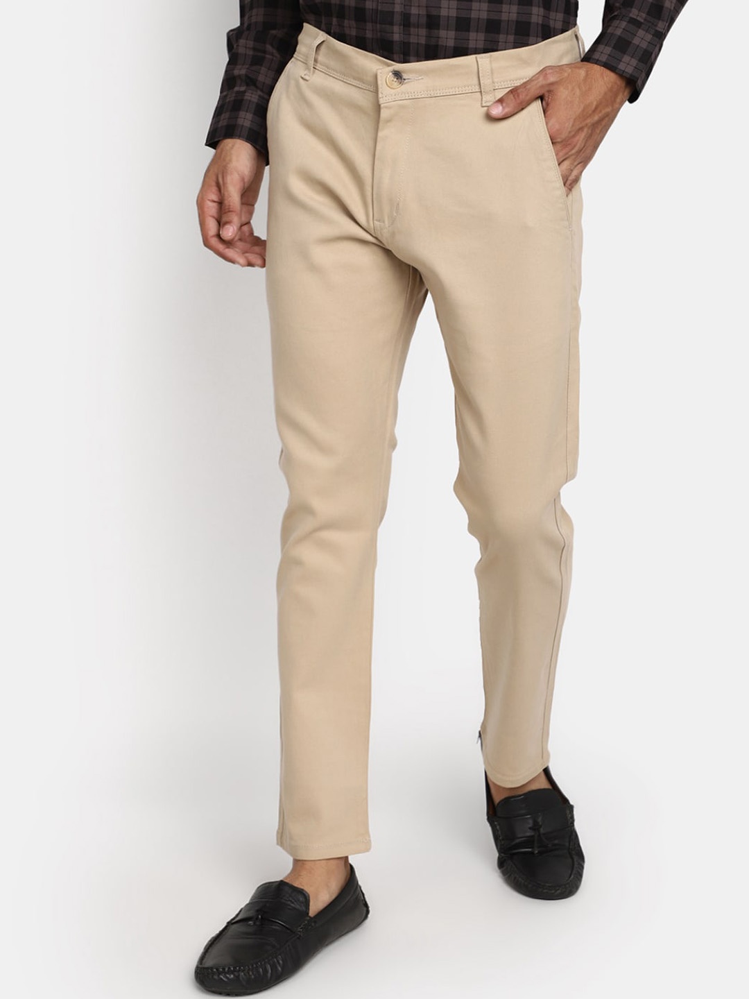 

V-Mart Men Smart Cotton Casual Trousers, Khaki