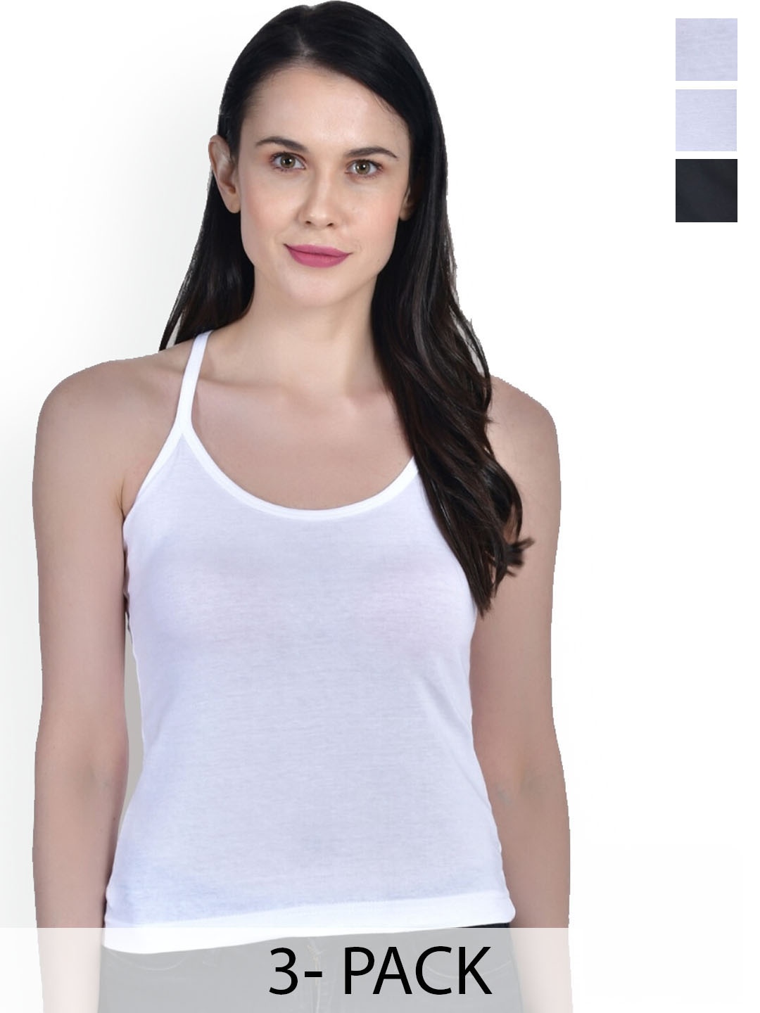 

Aimly Pack Of 3 Cotton Camisoles, White