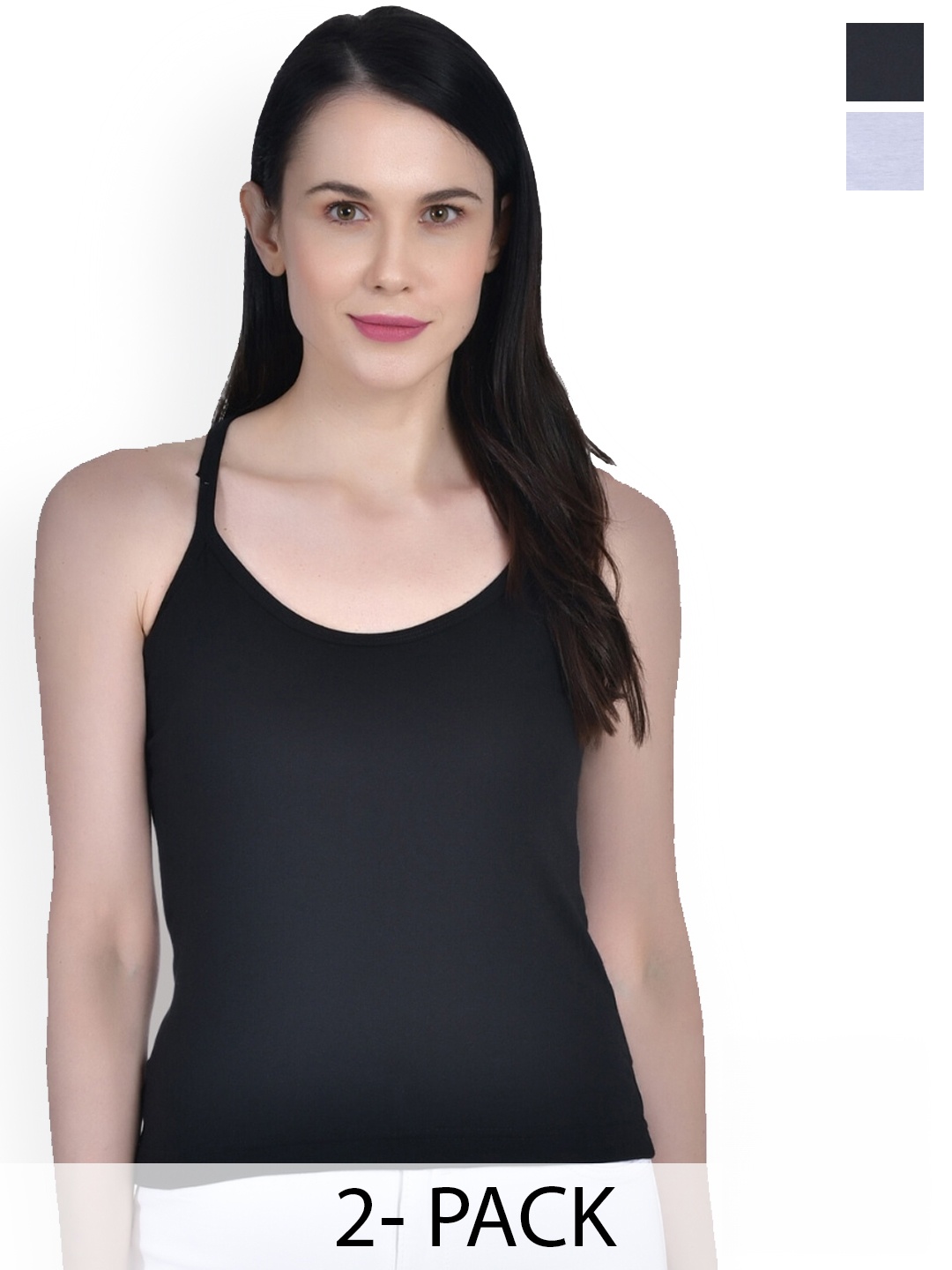 

Aimly Pack Of 2 Cotton Camisoles, Black