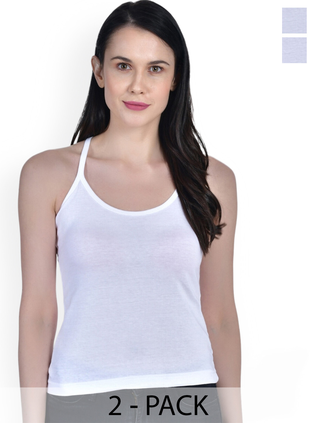 

Aimly Pack Of 2 Cotton Camisoles, White