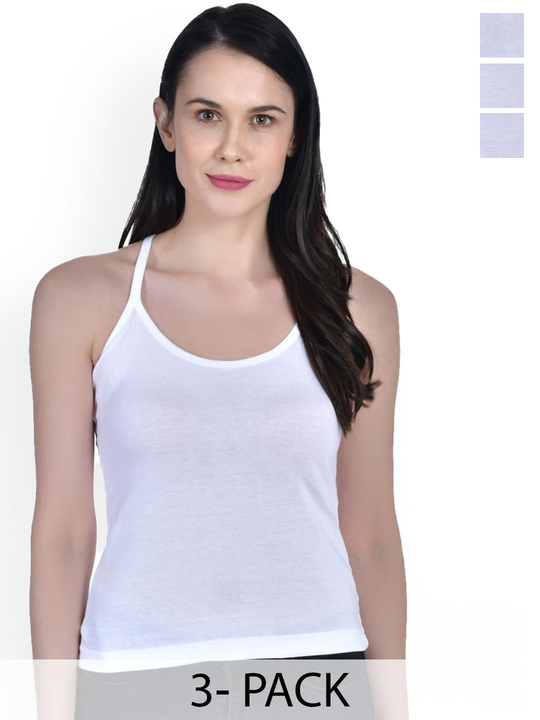 

Aimly Pack Of 3 Cotton Camisoles, White