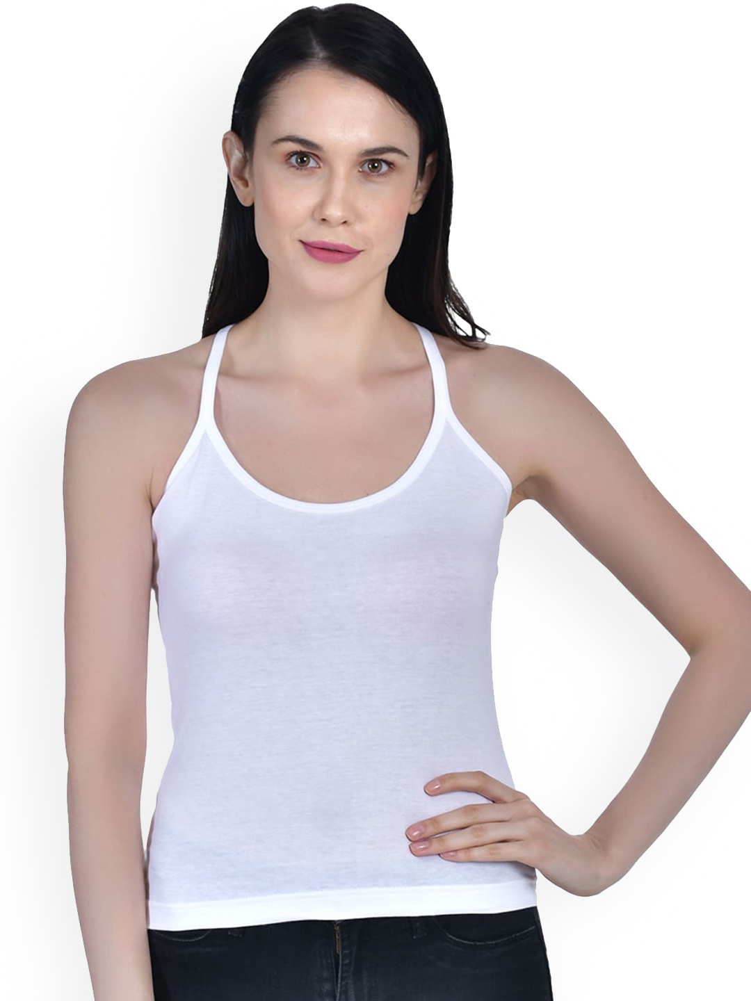 

Aimly Sleeveless Scoop Neck Cotton Camisoles, White