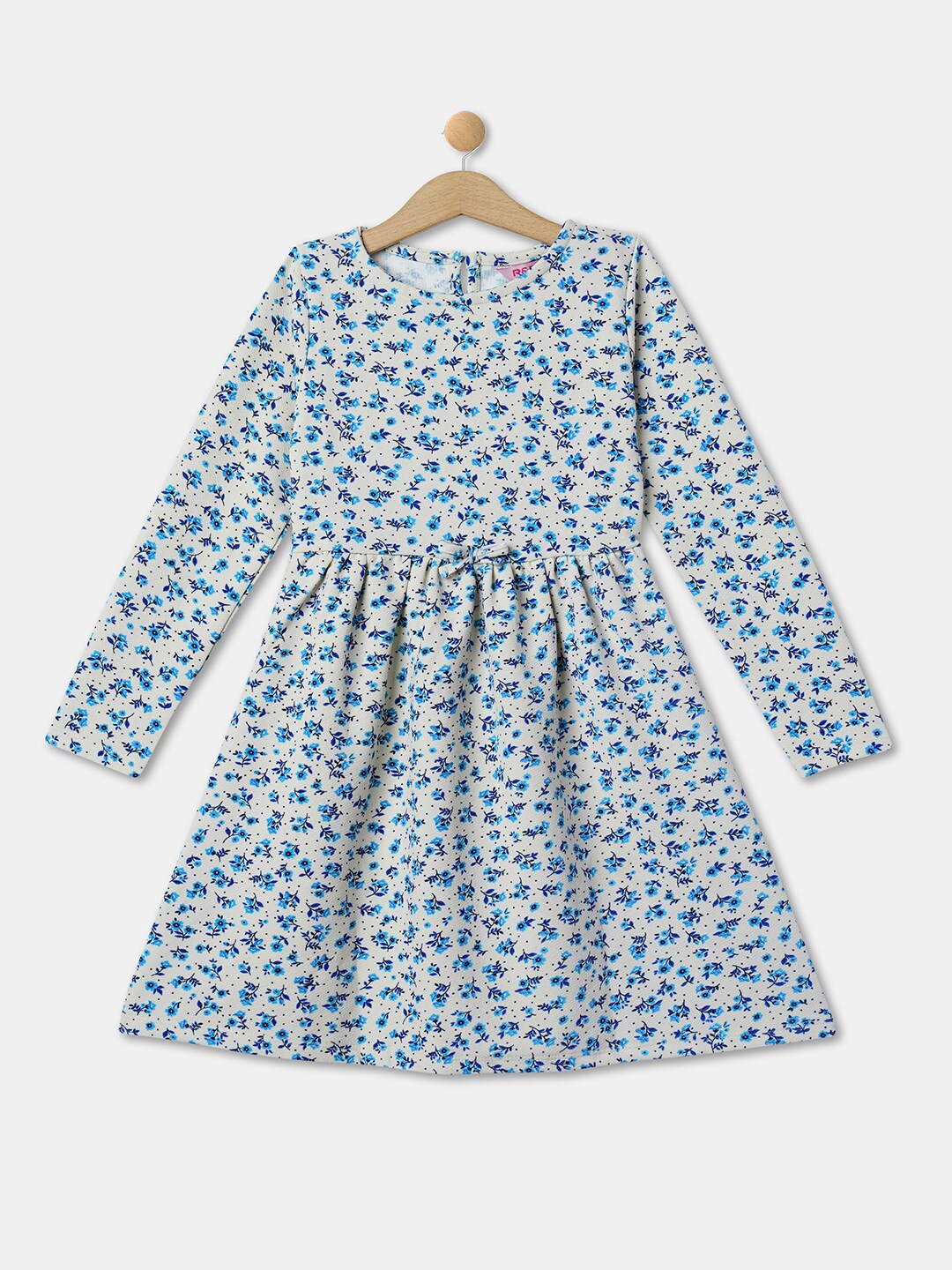 

R&B Girls Floral Printed Cotton A-Line Dress, White