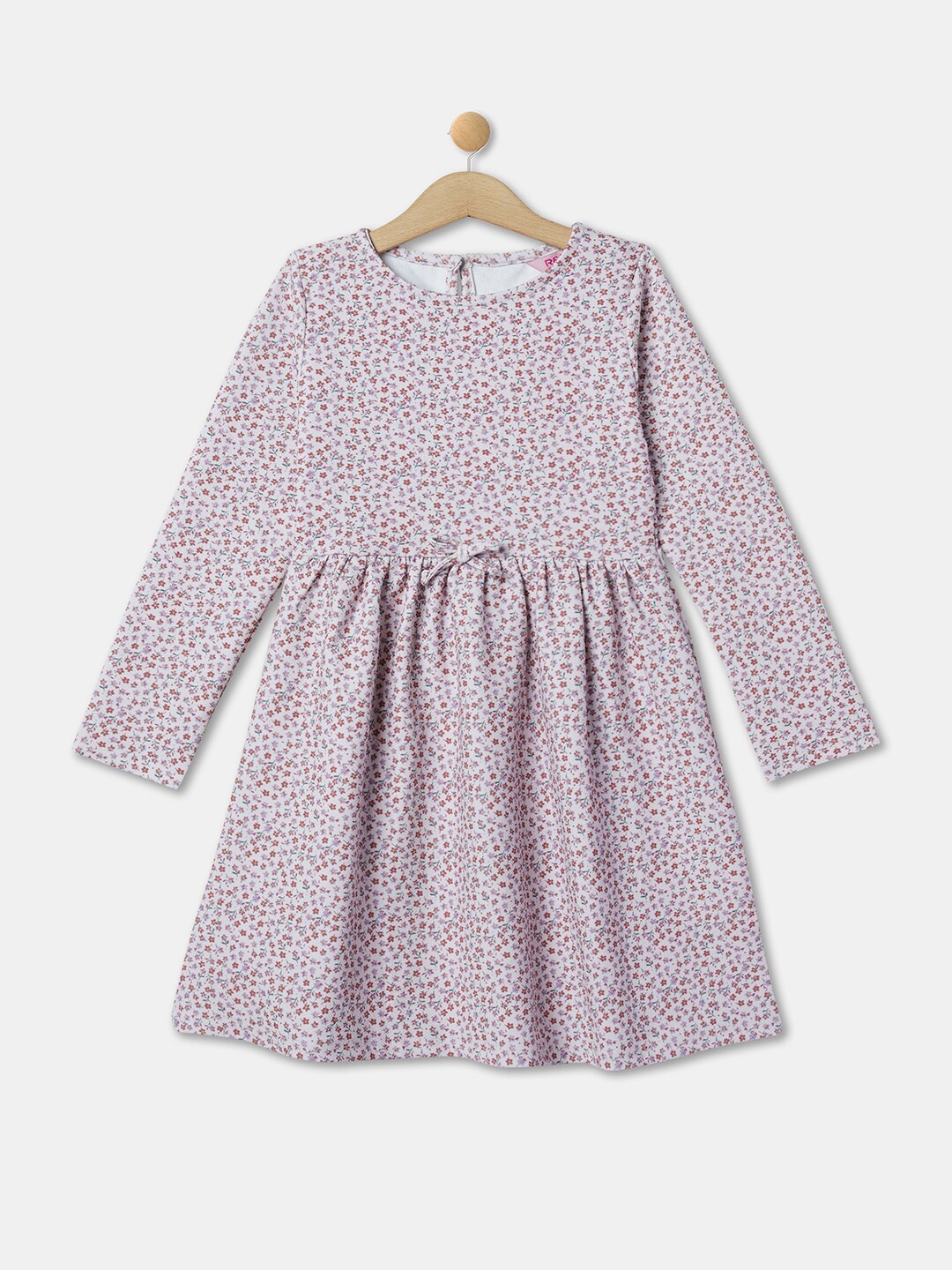 

R&B Girls Floral Printed Cotton A-Line Dress, Pink