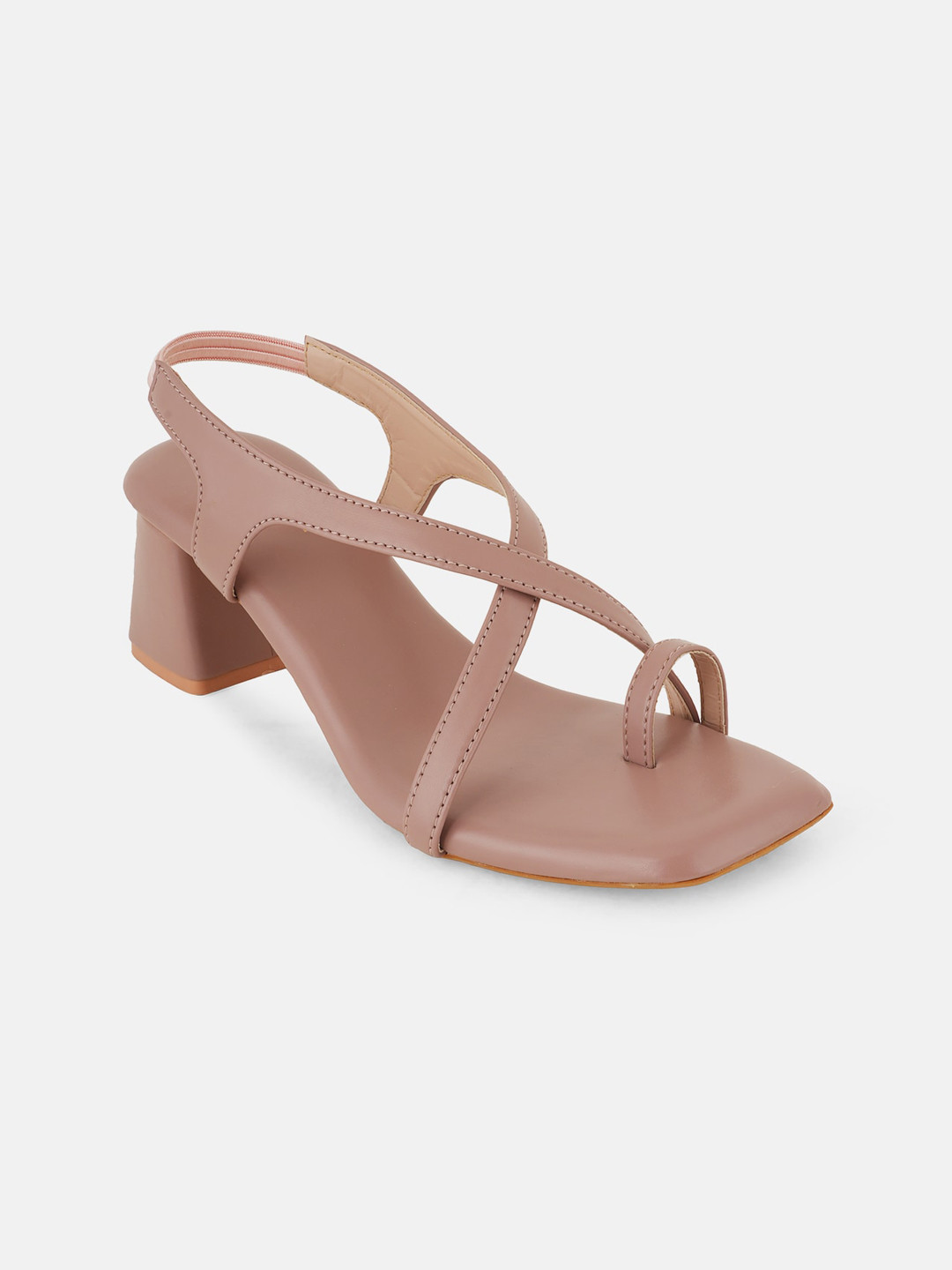 

Lavie One Toe Cross Strap Block Heels With Backstrap, Peach