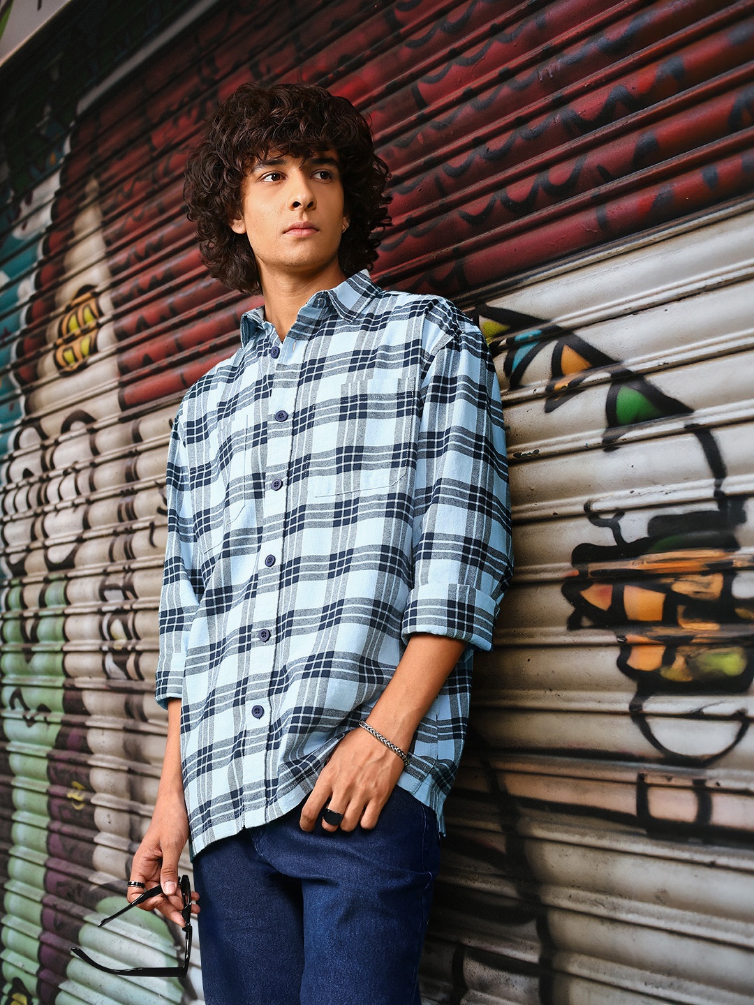 

The Roadster Lifestyle Co. Relaxed Tartan Checked Pure Cotton Shirt, Blue