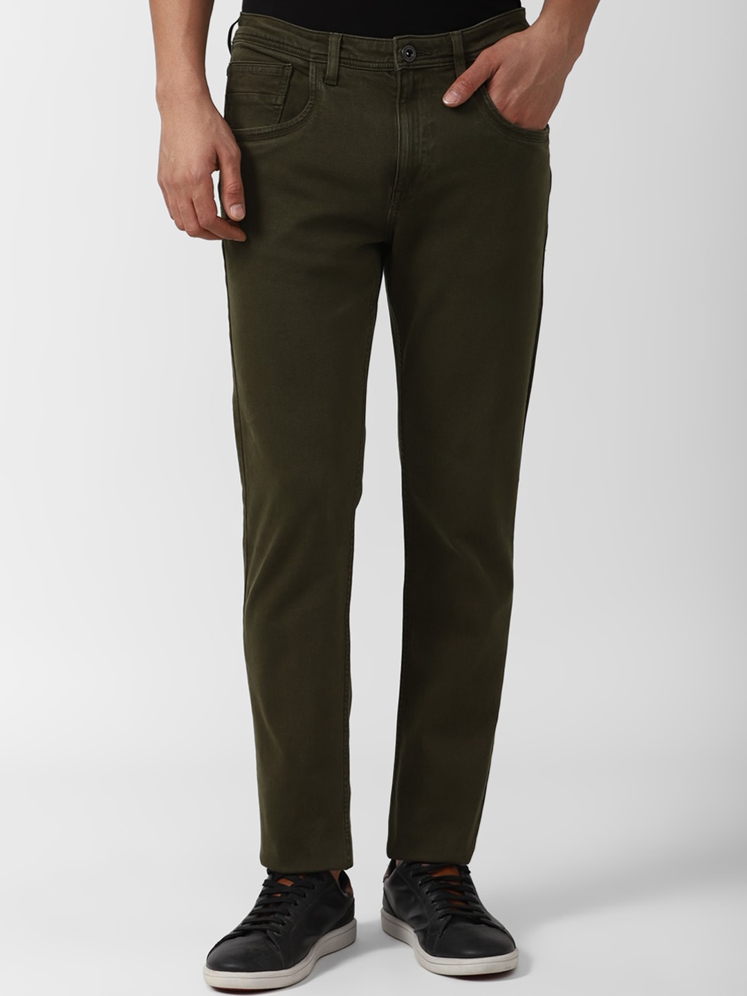 

VAN HEUSEN DENIM LABS Men Skinny Fit Mid-Rise Clean Look Stretchable Jeans, Olive