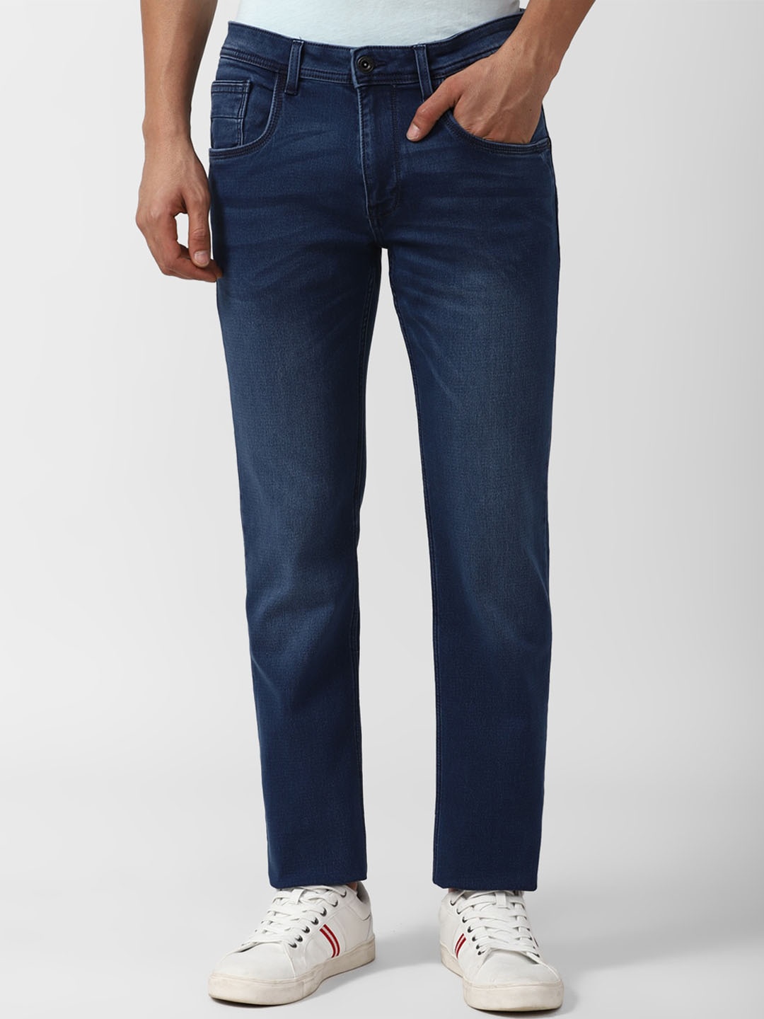 

VAN HEUSEN DENIM LABS Men Clean Look Slim Fit Heavy Fade Jeans, Blue
