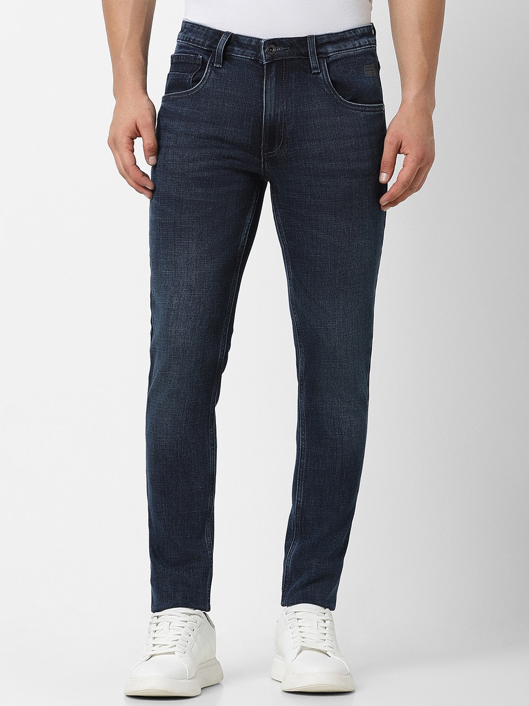 

VAN HEUSEN DENIM LABS Men Skinny Fit Mid-Rise Light Fade Stretchable Jeans, Navy blue