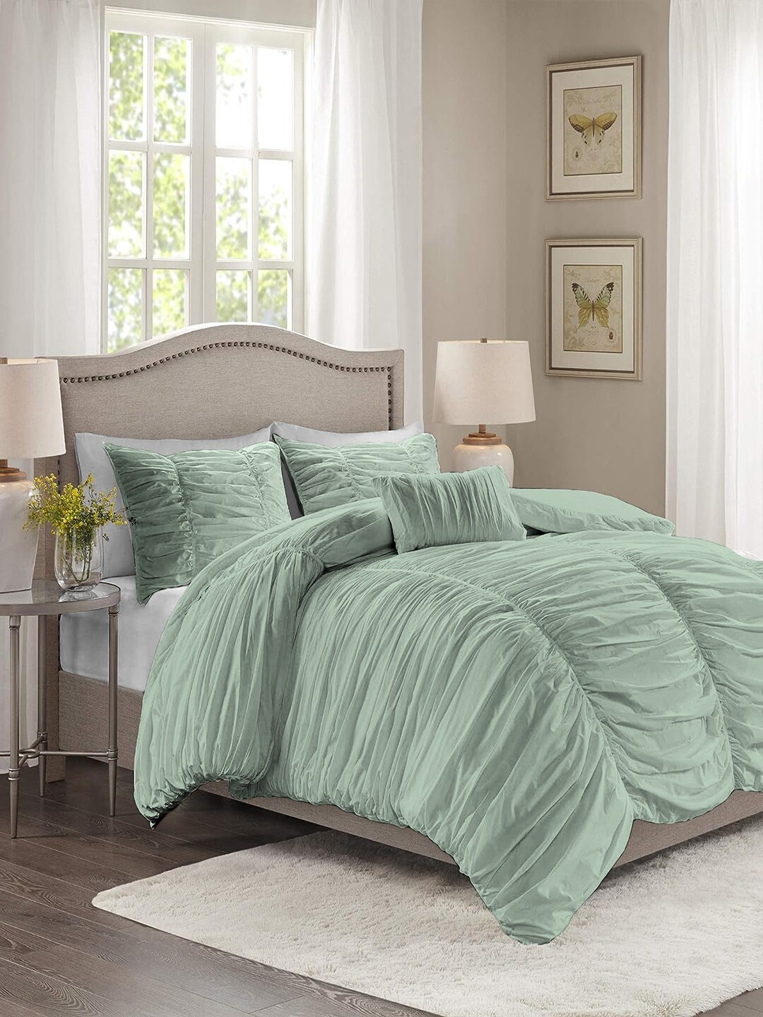 

THE WHITE MOSS Sea Green Heavy Winter 150 GSM Double Bed Comforter With 2 Pillow Covers
