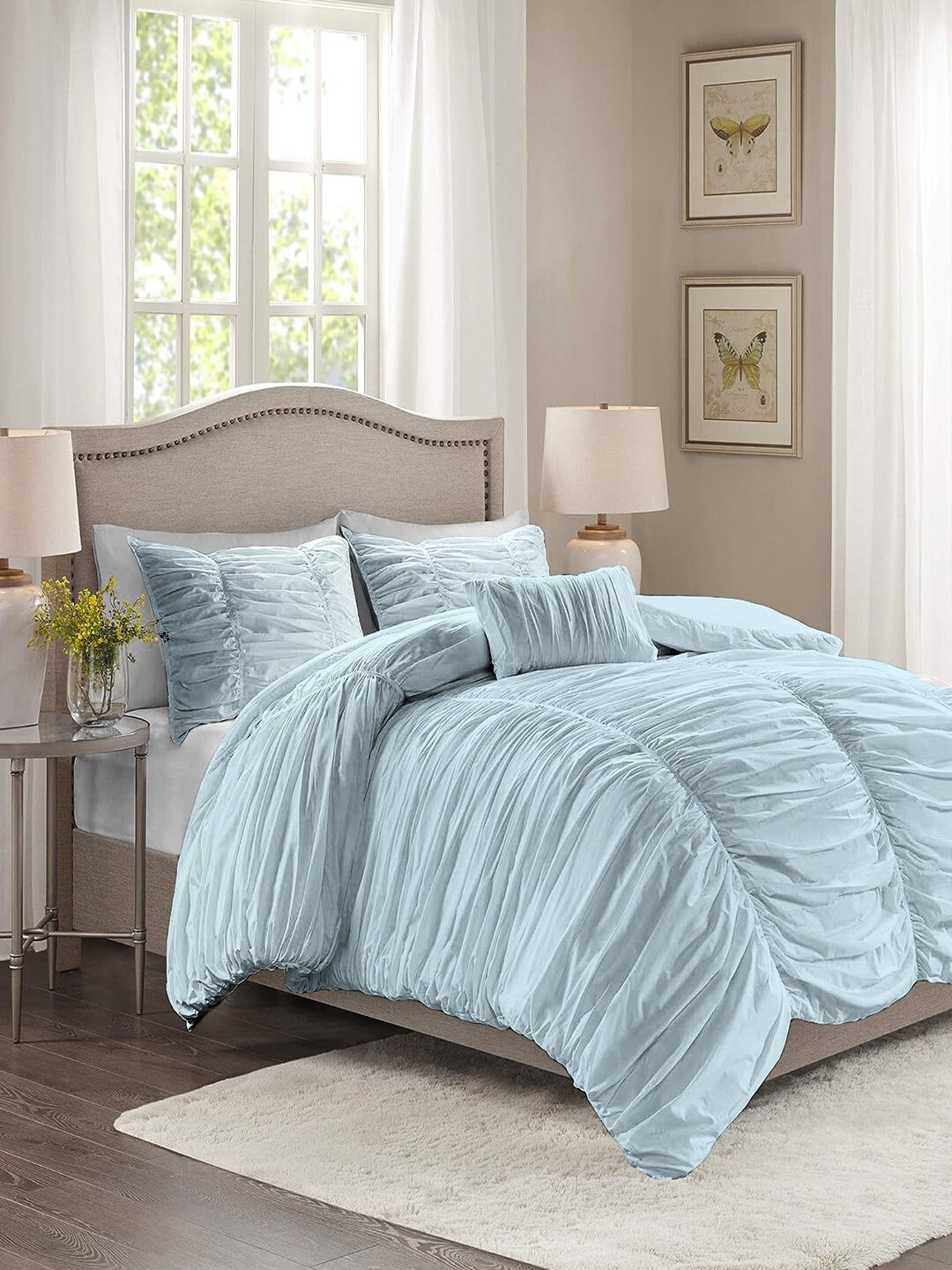 

THE WHITE MOSS Turquoise Blue Heavy Winter 150 GSM Double Bed Comforter & 2 Pillow Covers