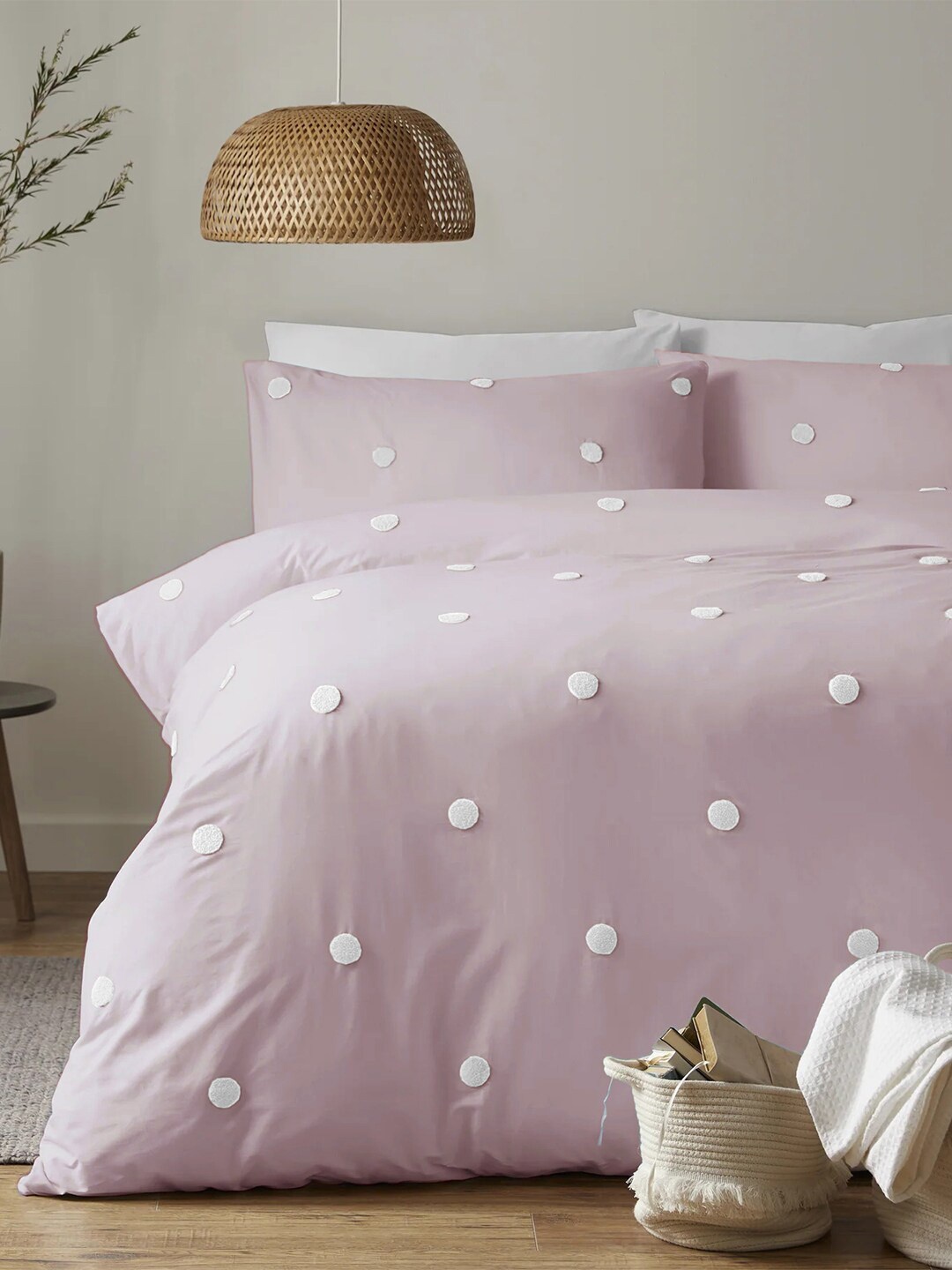 THE WHITE MOSS Cameo Rose King Size Comforter & 2 Pillow Covers, Rose gold