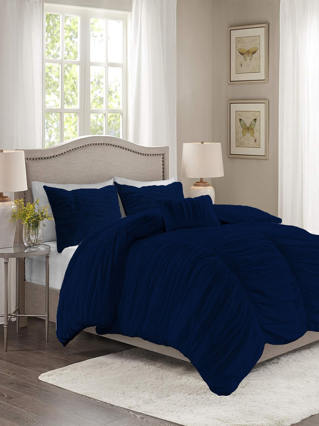 

THE WHITE MOSS Blue 3 Pcs Heavy Winter 150 GSM Double Bed Comforter & Pillow Covers