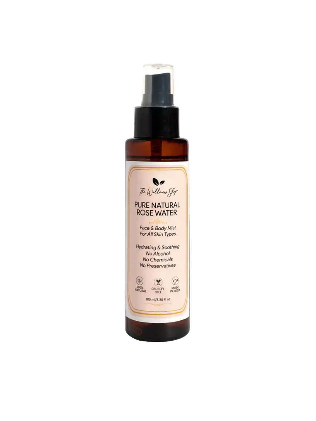 

The Wellness Shop Pure Natural Rose Water Face & Body Mist Toner - 100ml, Brown