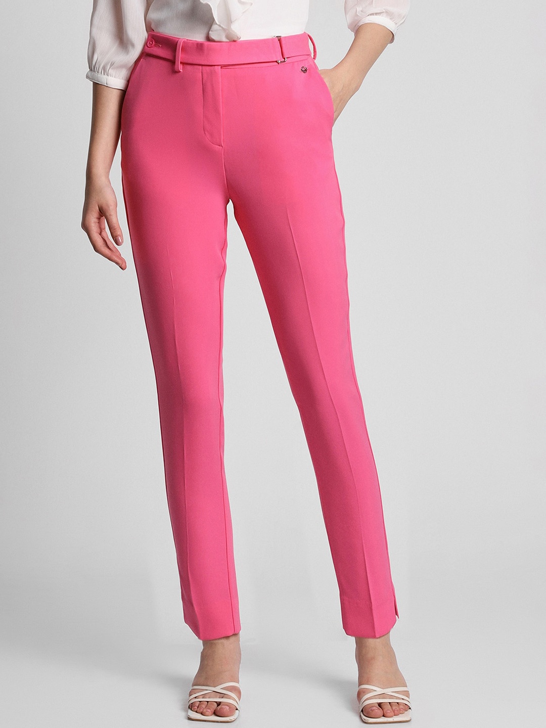 

Allen Solly Woman Mid Rise Formal Trousers, Pink