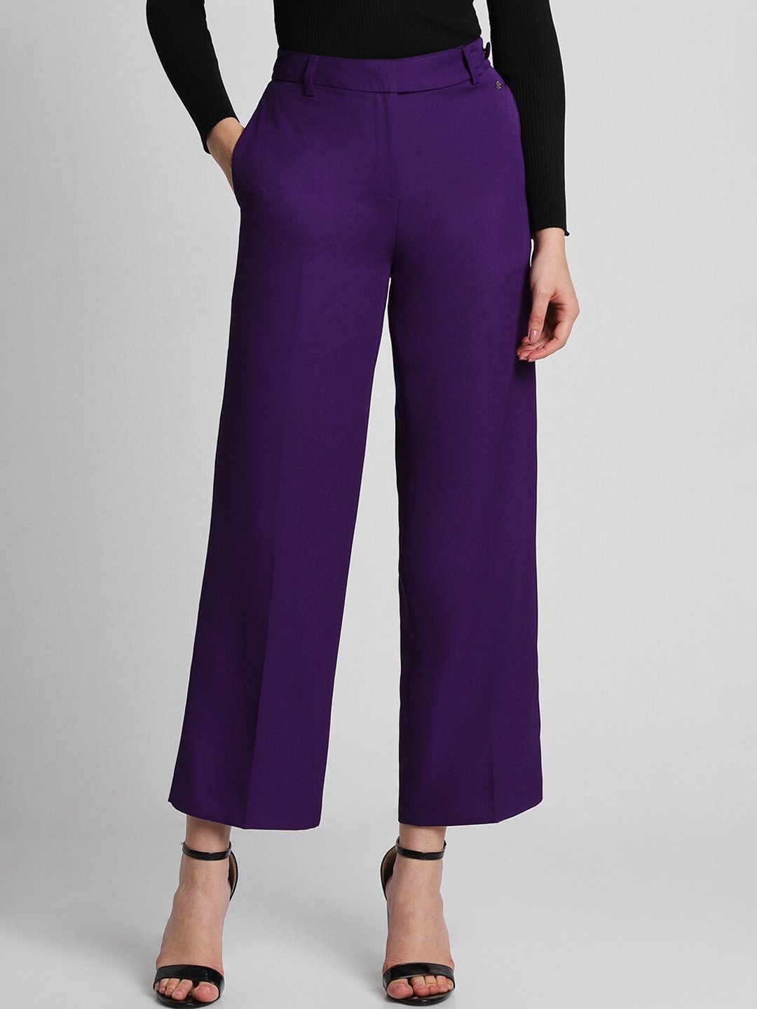 

Allen Solly Woman Women Mid-Rise Parallel Trousers, Purple