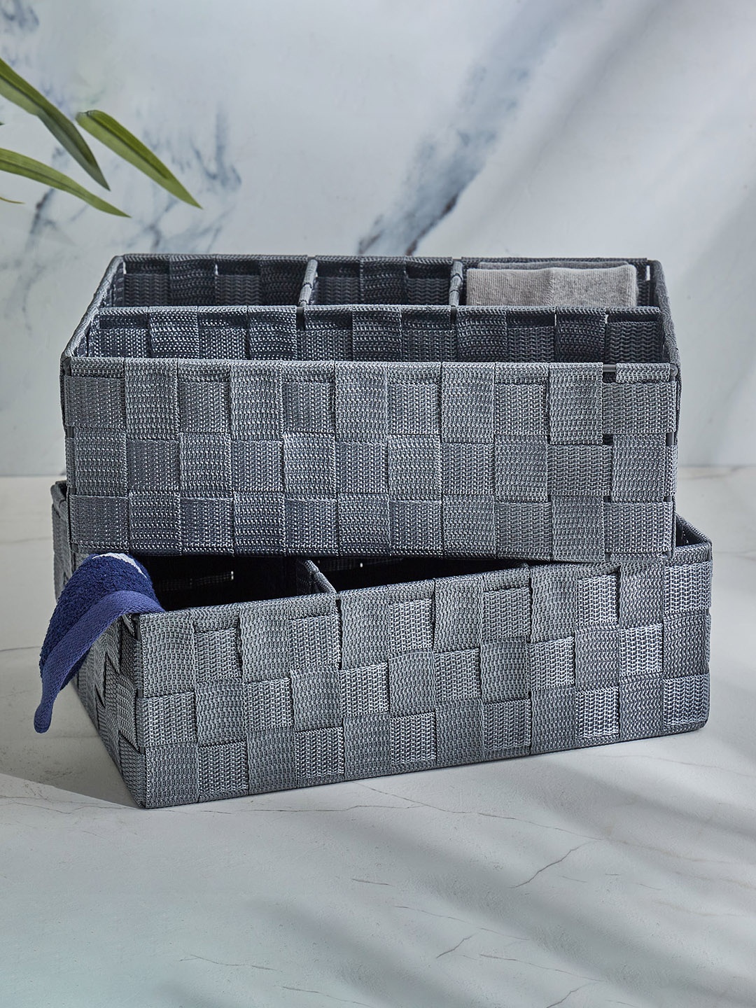 

Home Centre Wilton Norma Grey Polypropylene 4 Partition Storage Basket