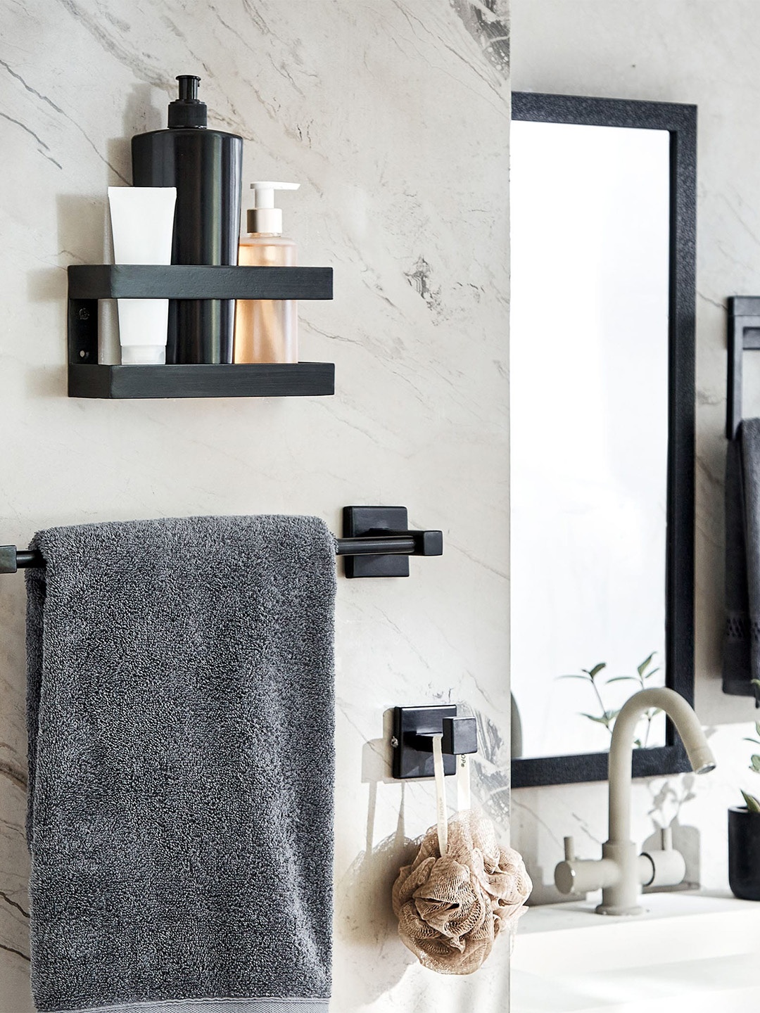 

Home Centre Aubree Raven Black Metal Square Shaped Towel Ring