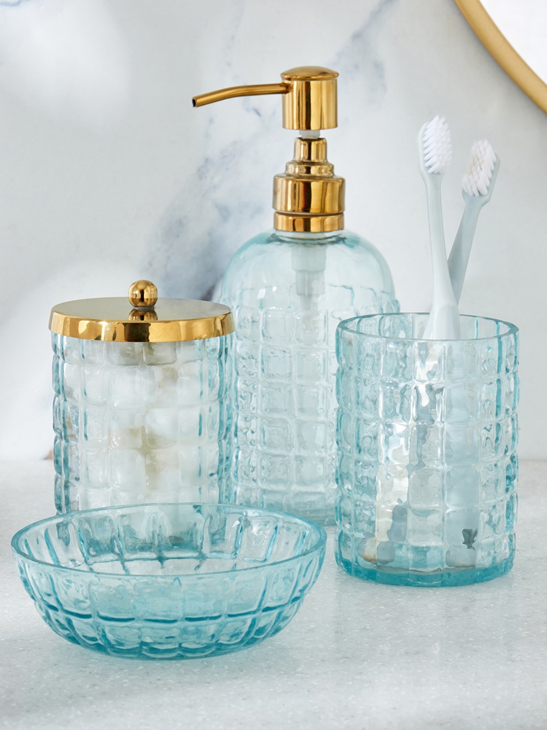 

Home Centre Transparent & Blue Essence Glass Soap Dish