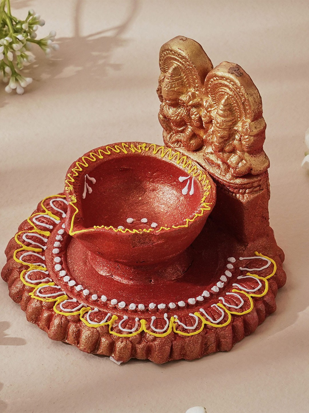 

Home Centre Brown Corsica Fest Terracotta Laxmi Ganesha Diya