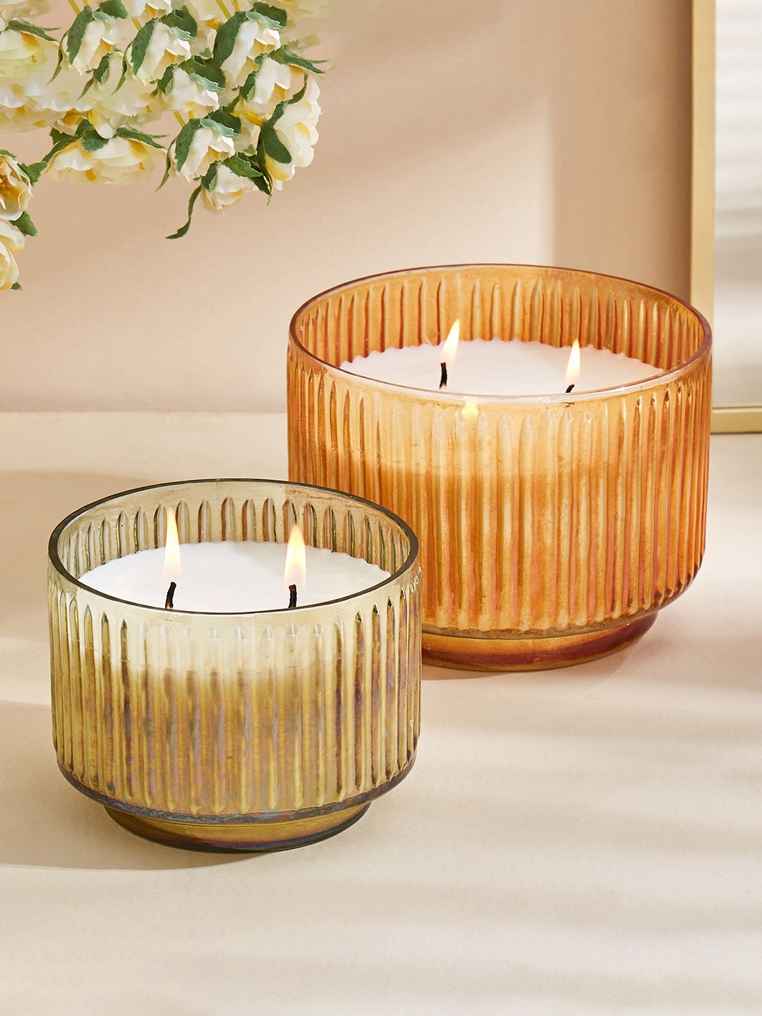 

Home Centre Moksha Green Scented Glass 2-Wick Candle