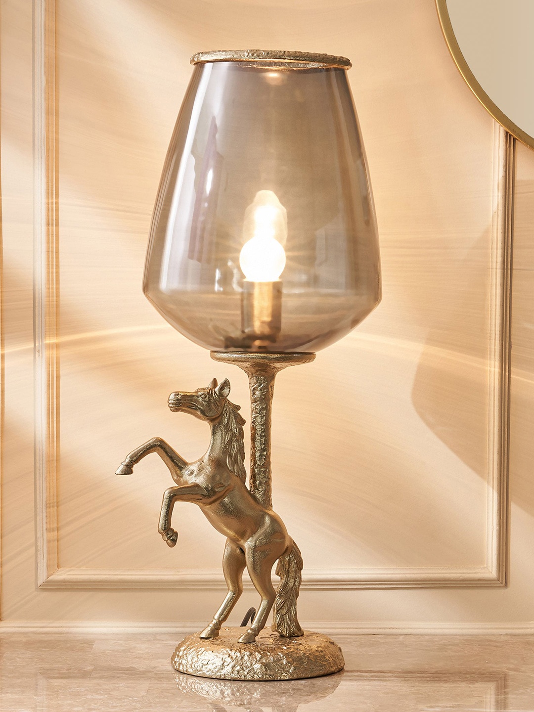 

Home Centre Eternity Vivere Metallic-Toned Aluminium Horse Table Lamp, Gold