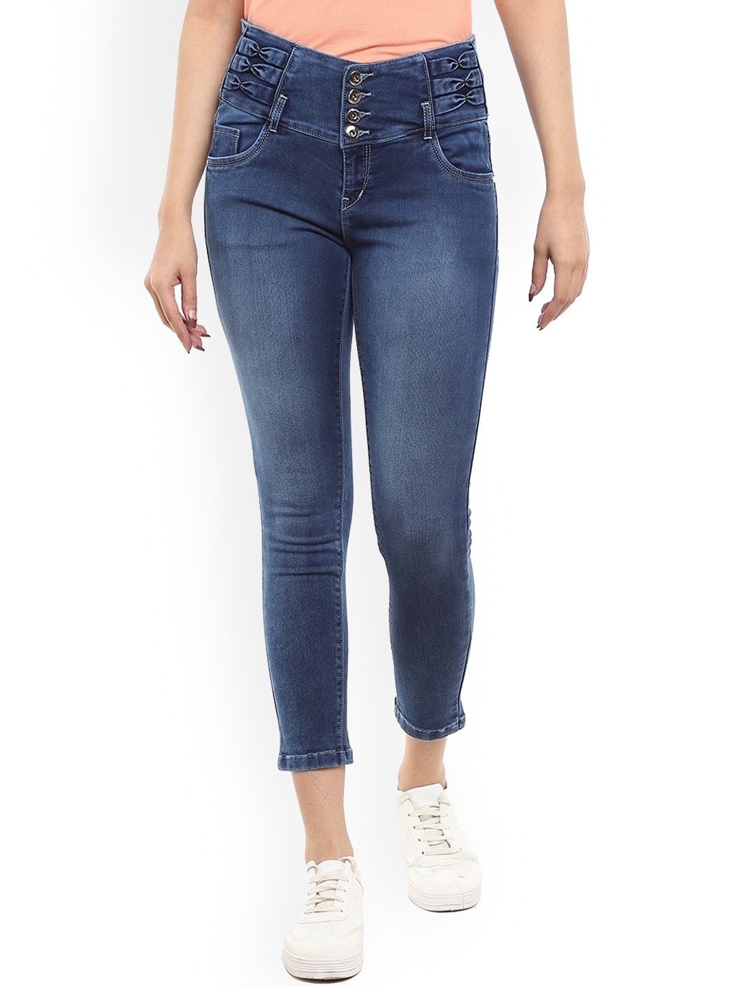 

V-Mart Women Regular Fit Mid-Rise Light Fade Cotton Jeans, Blue
