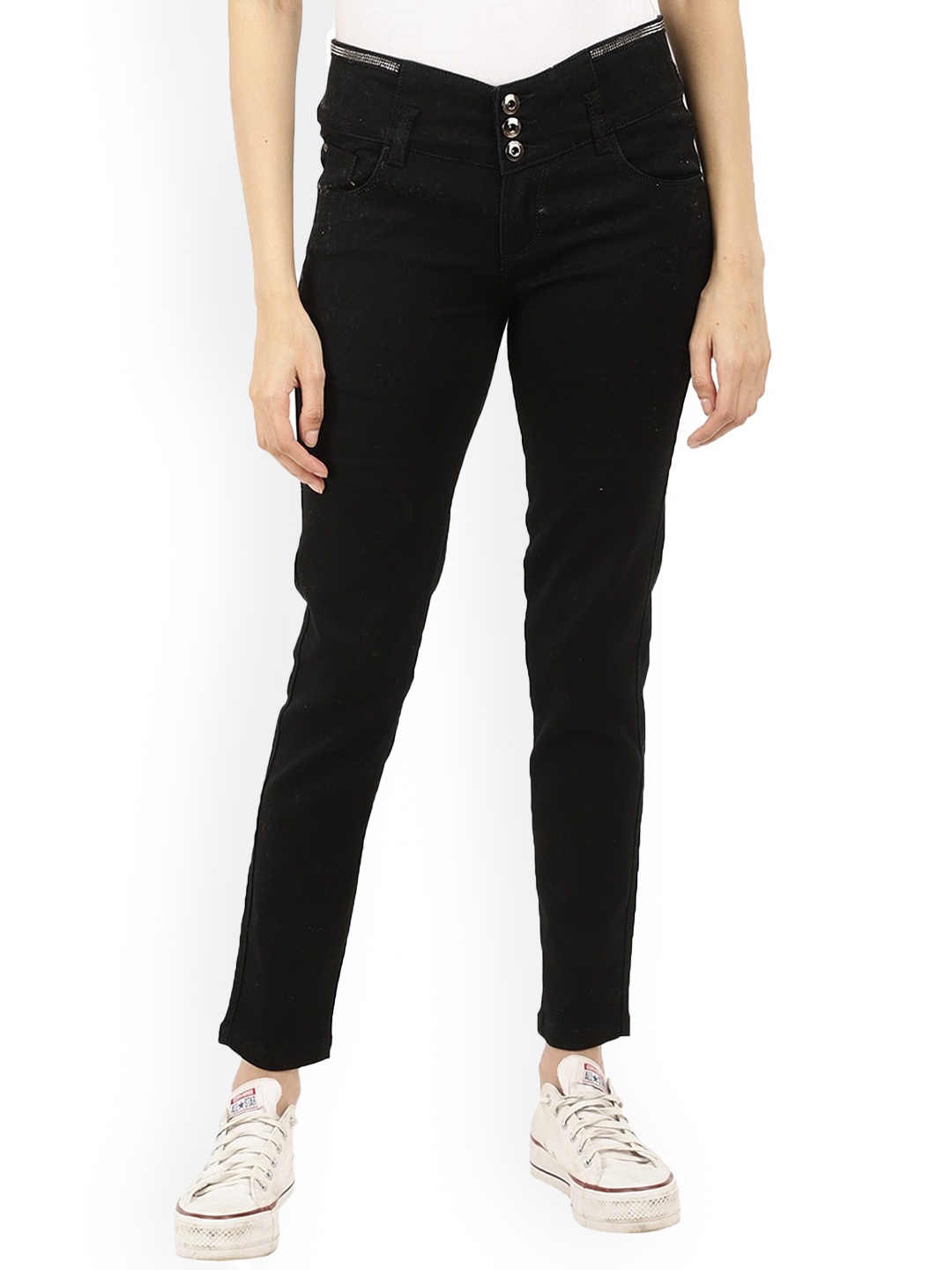 

V-Mart Women Low-Rise Pure Cotton Jeans, Black