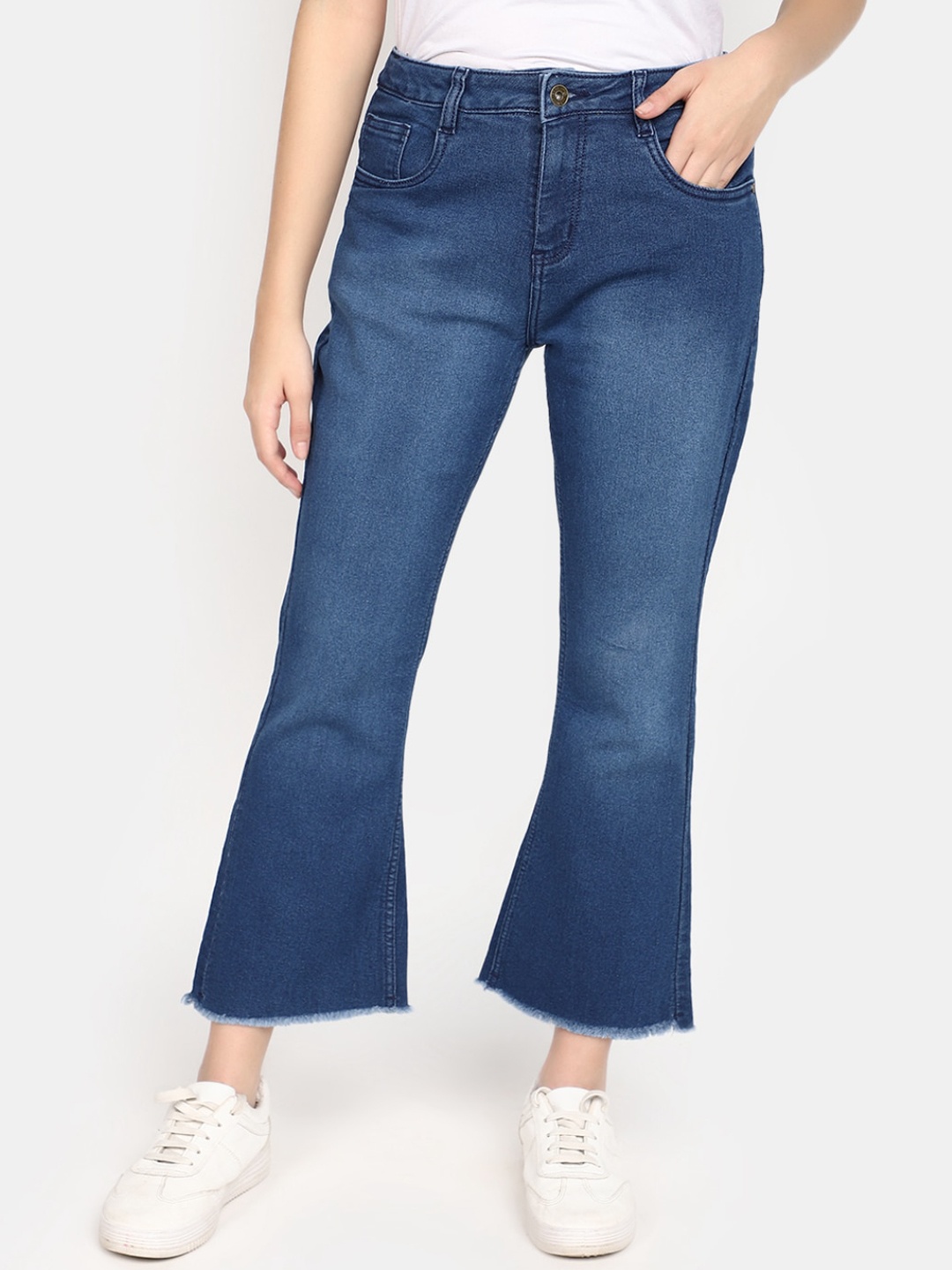

V-Mart Women Bootcut Mid-Rise Light Fade Cotton Jeans, Blue