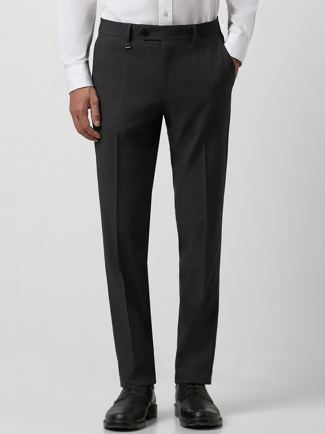 

Van Heusen Men Slim Fit Mid Rise Formal Trousers, Grey